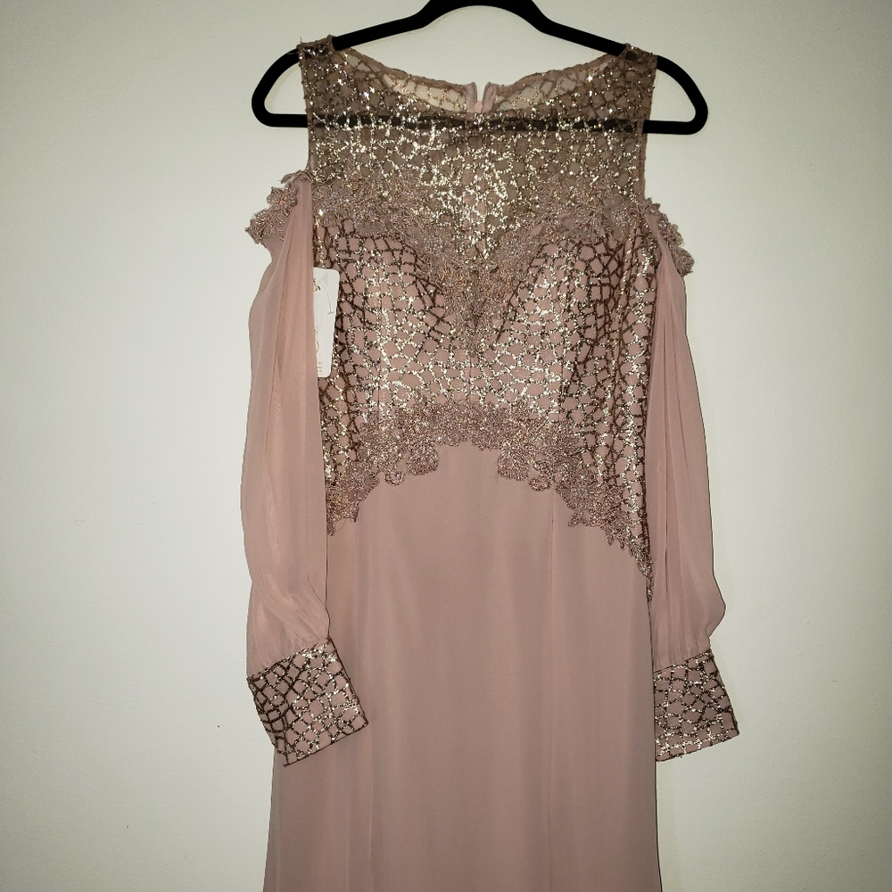 Powder Fully Lined Crew neck Prom Dress